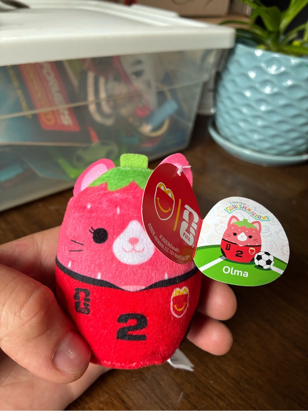 Squishmallows Pink Red Olma Strawberry Soccer Plush